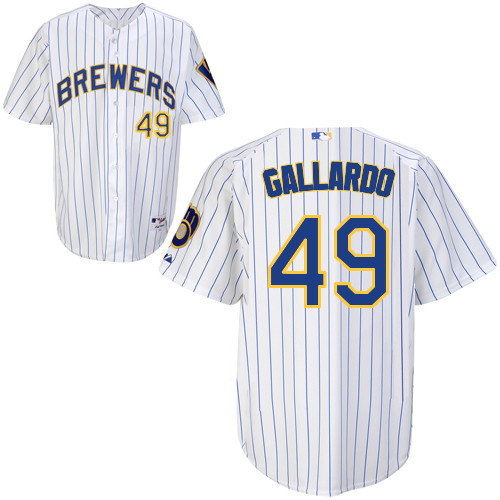 Yovani Gallardo #49 Youth Baseball Jersey-Milwaukee Brewers Authentic Alternate Home White MLB Jersey